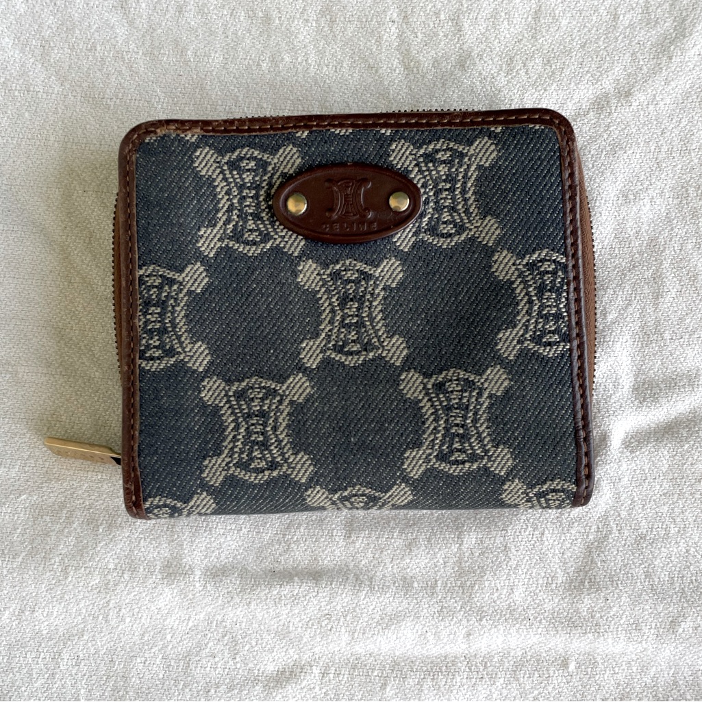 Celine Mini Denim Compact Wallet - Vintage